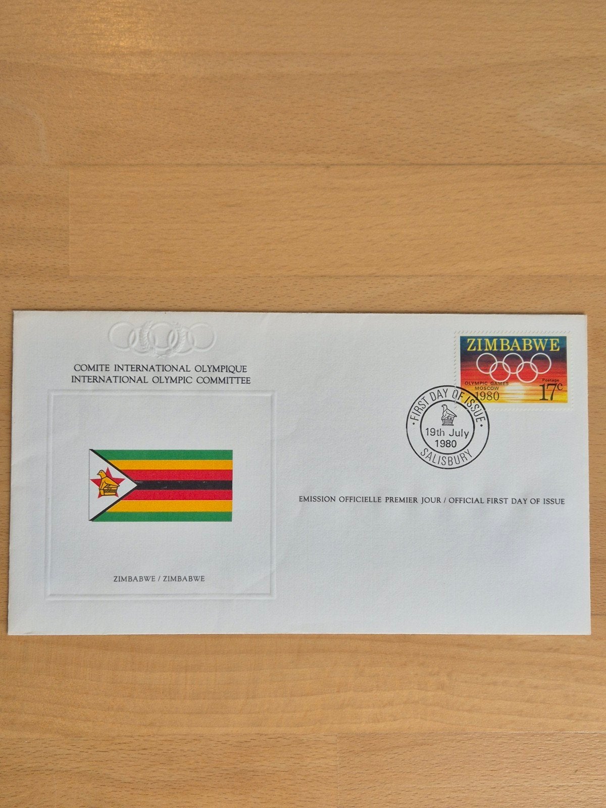FDC 1980 Olympische Spelen Zimbabwe, Postzegels en Munten, Ophalen of Verzenden, Onbeschreven, Rest van de wereld