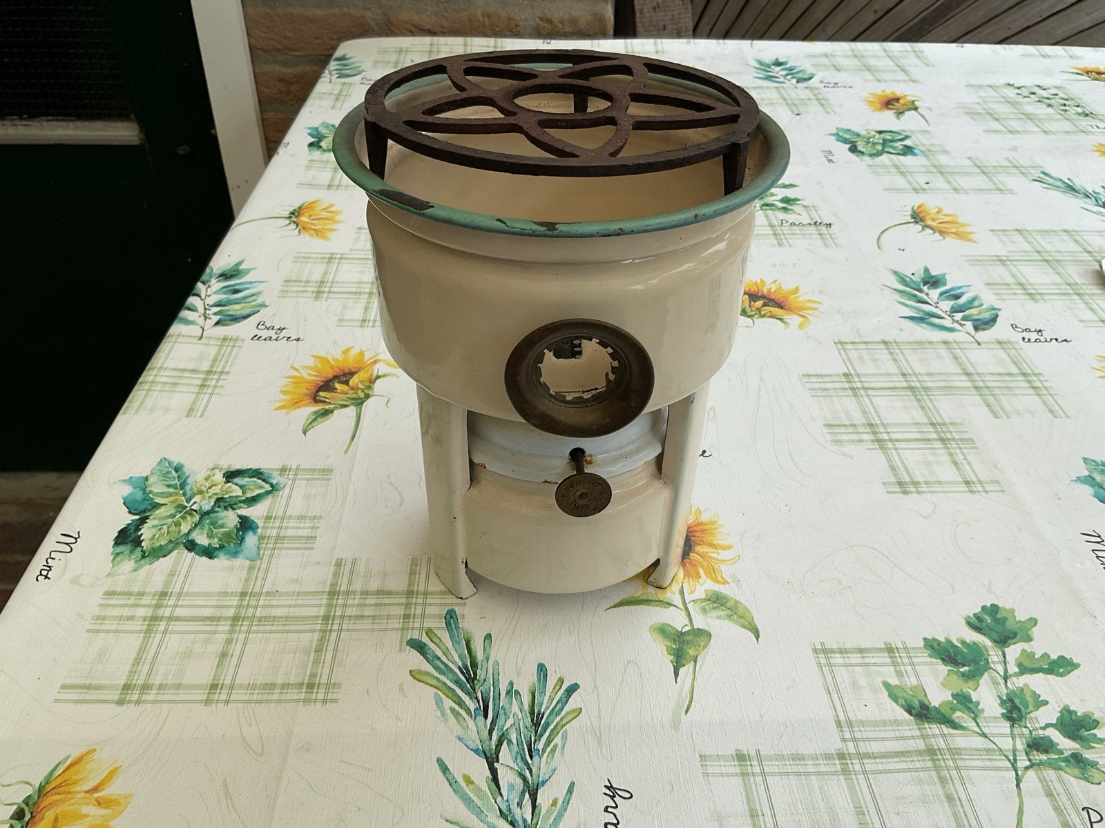 Vintage Petroleumstel / Kooktoestel - Crème Emaille, Ophalen of Verzenden