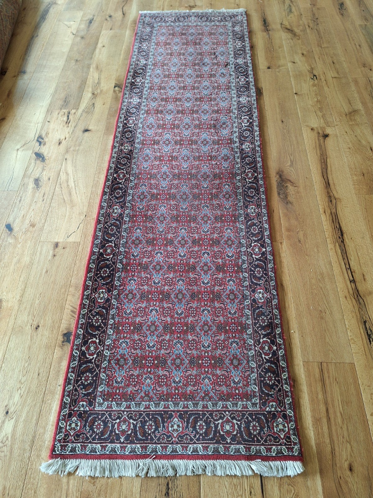 Lopertje 310 cm x 84 cm - Rood/Blauw, Huis en Inrichting, Stoffering | Tapijten en Kleden, Gebruikt, Blauw, 200 cm of meer, Traditioneel