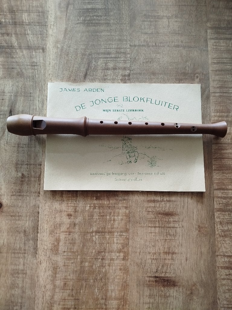 Houten blokfluit inclusief lesboek voor beginners, Ophalen of Verzenden, Gebruikt, Overige typen, Met koffer, hoes of etui