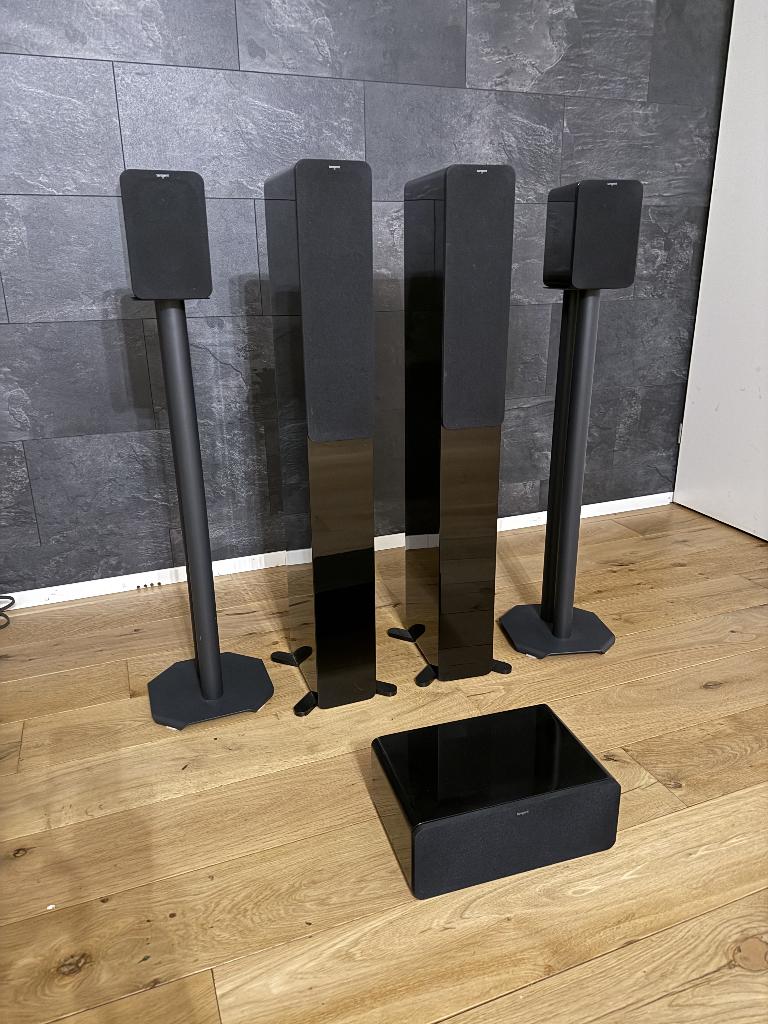 Tangent evo speakerset 5.0 met accessoires en speakerkabels