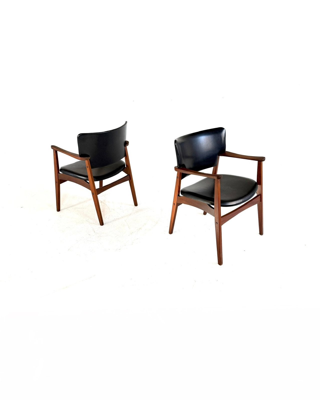 2x vintage Deense fauteuil, Bernhard Pedersen ‘60, Hout, Bernhard Pedersen, Vintage retro buisframe design rotan webbing papercord deens