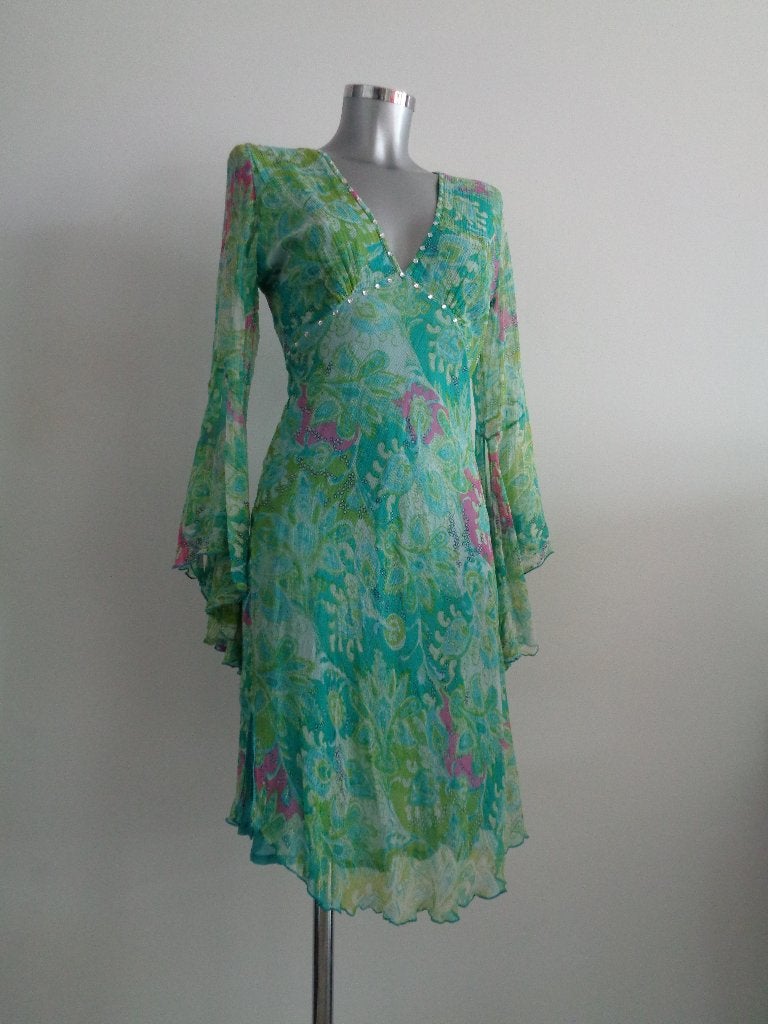 Aurobelle chiffon jurk, maat 38, Kleding | Dames, Jurken, Maat 38/40 (M), Overige kleuren, Verzenden, Zo goed als nieuw
