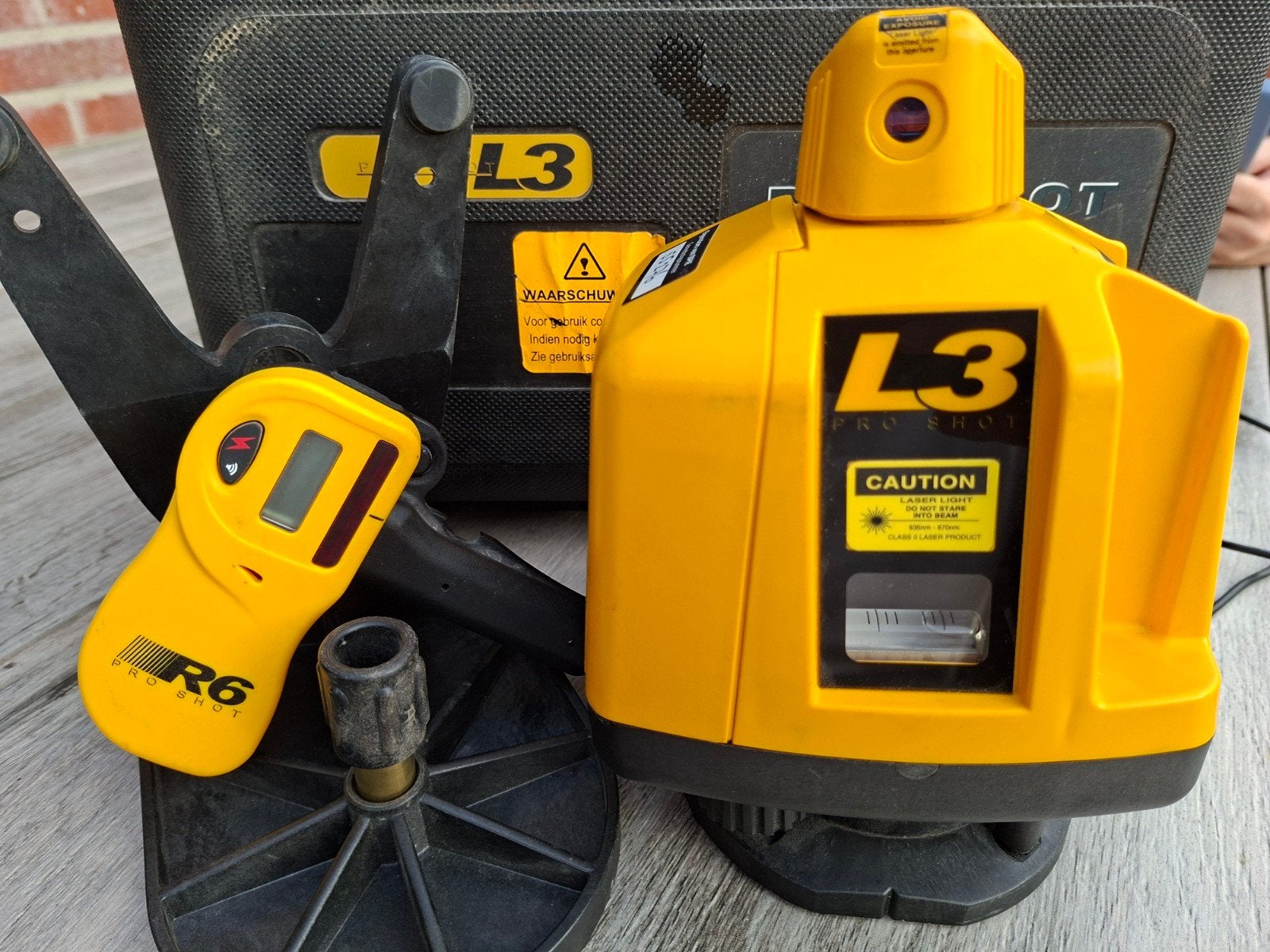 Pro Shot L3 roterende laser met R6 ontvanger, Doe-het-zelf en Verbouw, Meetapparatuur, Ophalen of Verzenden, Gebruikt