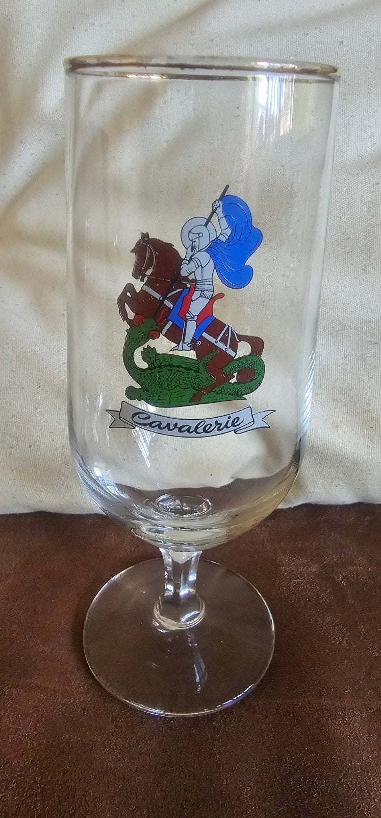 Vintage Pokaalvormig Bierglas Van St Joris En De Draak, Ophalen, Zo goed als nieuw, Glas of Glazen, Overige merken