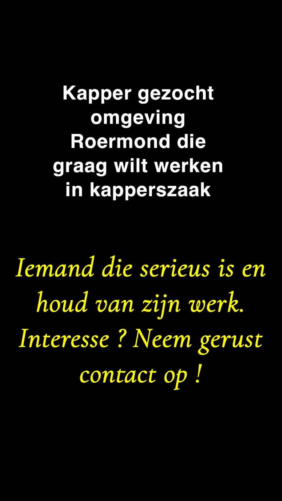 Kapper gezocht kapsel gezocht knippen haren baard haar, Ophalen of Verzenden, :, /, -