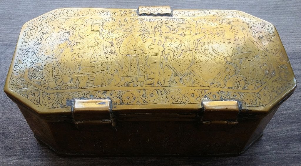 Om 1750 - 1850 Indo Perzisch Mongoolse Rijk Bewaardoos Doos, Antiek en Kunst, Handgemaakt, India, Doos, Ophalen of Verzenden