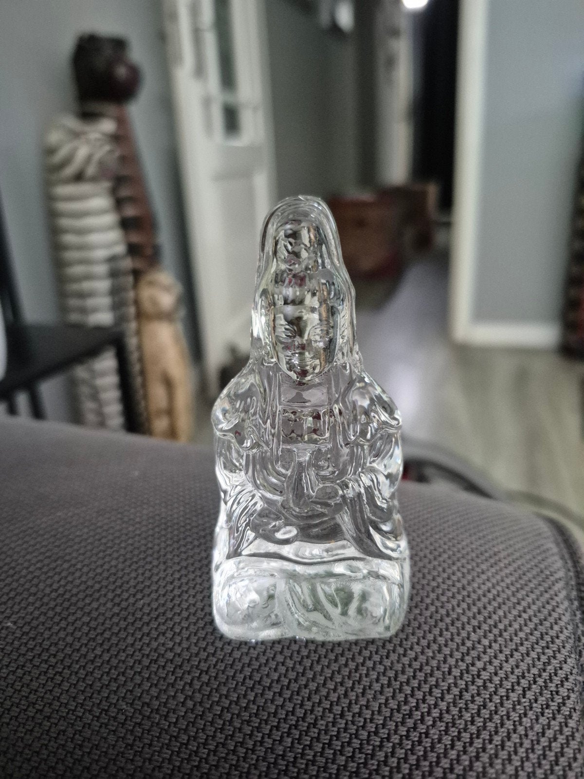 Glazen Boeddha Beeldje - Helder Kristal Look, Ophalen of Verzenden