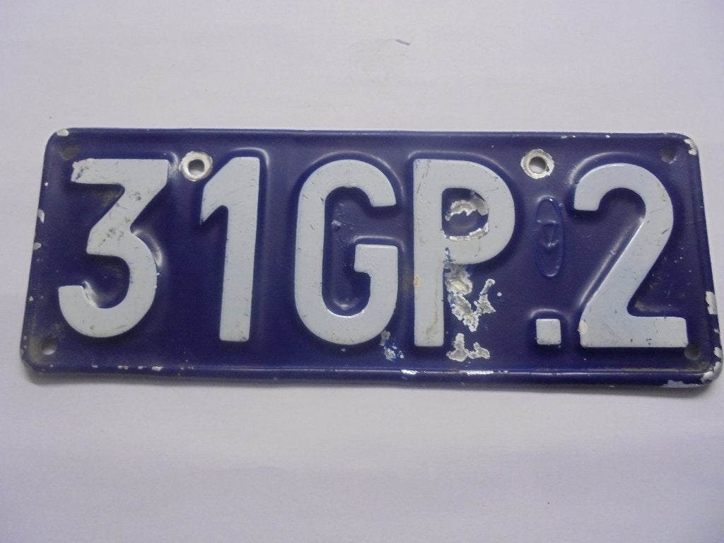belgische  blauwe kentekenplaat motor 1957 tot 1972, Auto diversen, Auto-accessoires, Ophalen of Verzenden, Gebruikt