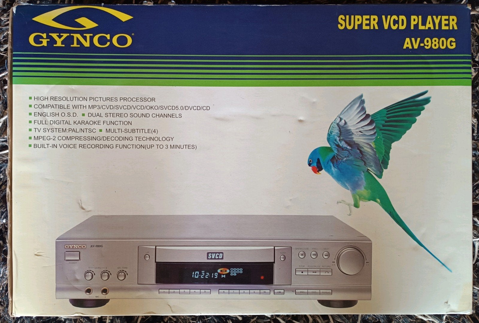 Gynco AV-980G VCD Player Karaoke machine met Microfoons, Ophalen of Verzenden, Gebruikt, Microfoon(s)