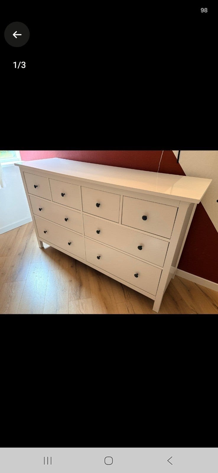 IKEA HEMNES ladekast wit gebeitst - Zo goed als nieuw, Huis en Inrichting, Ophalen, 100 tot 150 cm, 5 laden of meer, 100 tot 150 cm