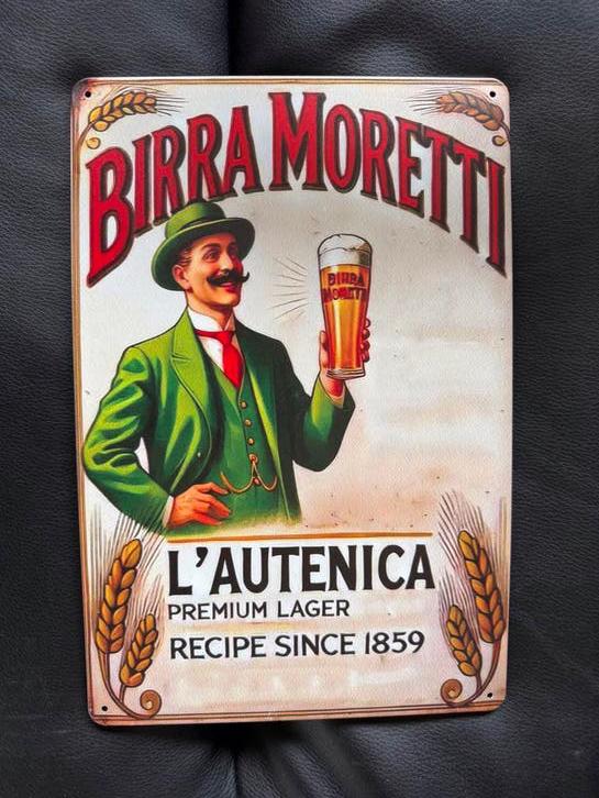 Birra Moretti Reclamebord - Premium Lager 30 bij 20, Ophalen of Verzenden, Gebruikt, Reclamebord