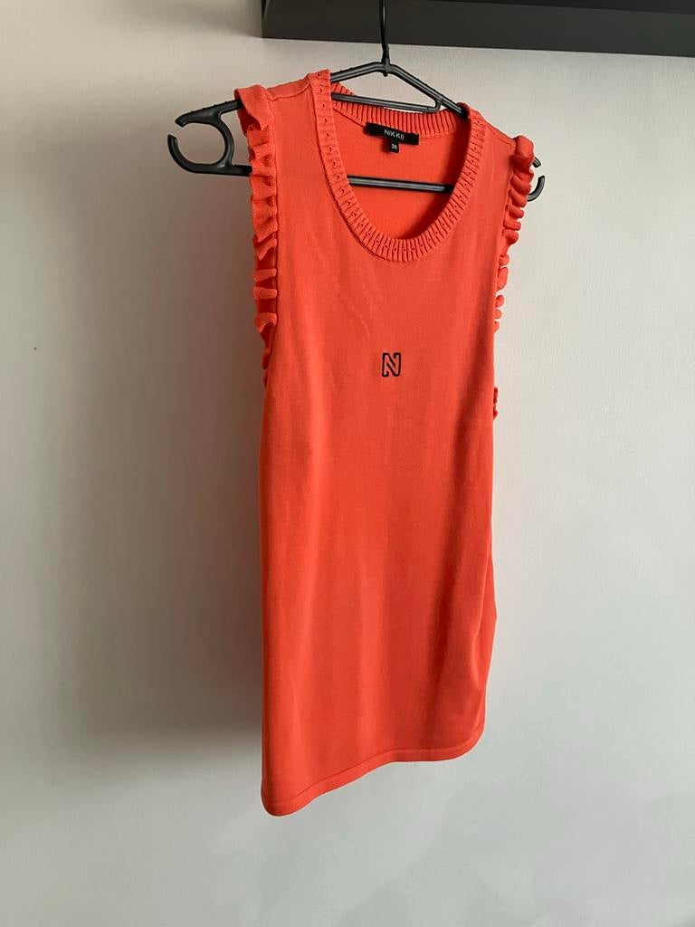 Nikkie Top Maat 38 (M) Oranje met Ruches, Maat 38/40 (M), Oranje, Ophalen of Verzenden, Zo goed als nieuw