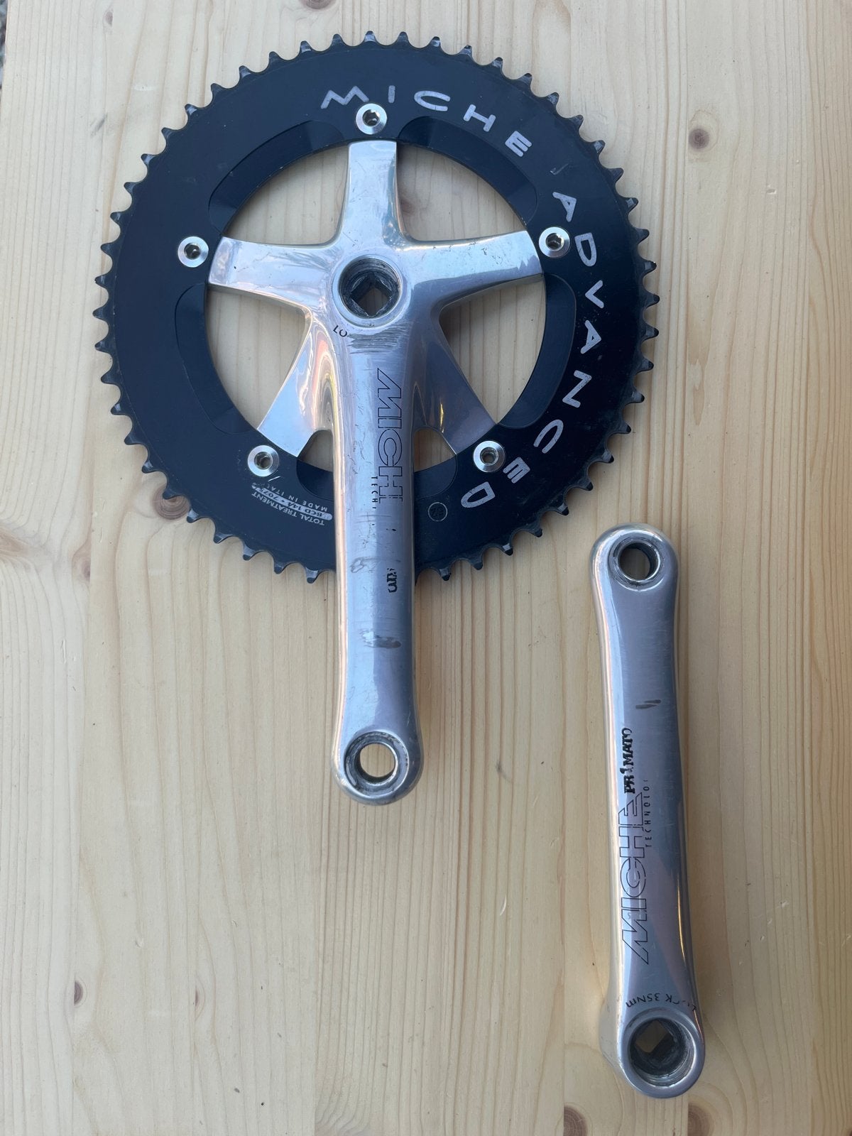 Miche Crankstel 167,5mm - baanfiets fixed gear, Crankstel of Pedalen, Gebruikt, Ophalen of Verzenden, Aluminium