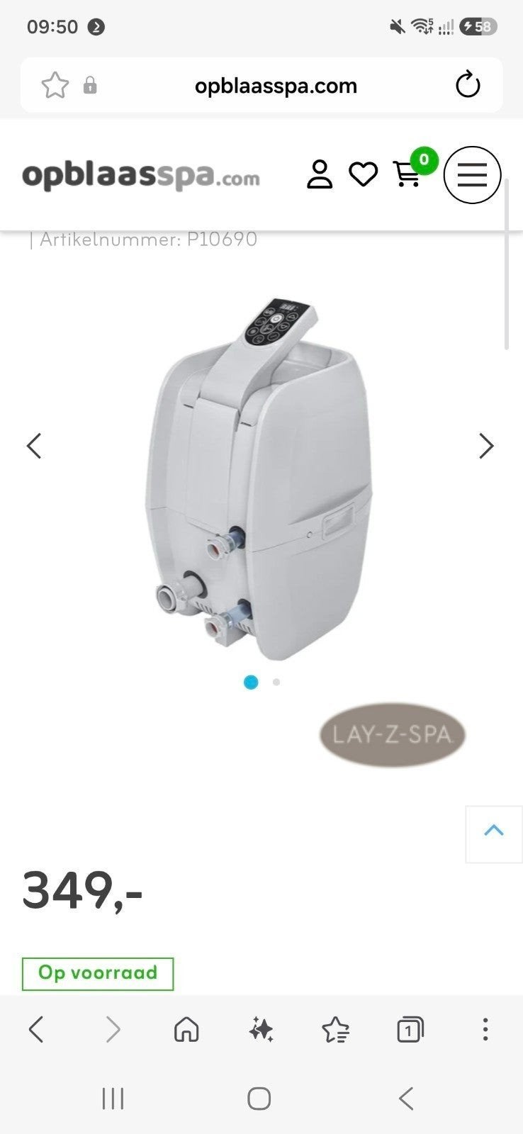Lay-Z-Spa Pomp en Filter Systeem P10690, Ophalen of Verzenden, Zo goed als nieuw