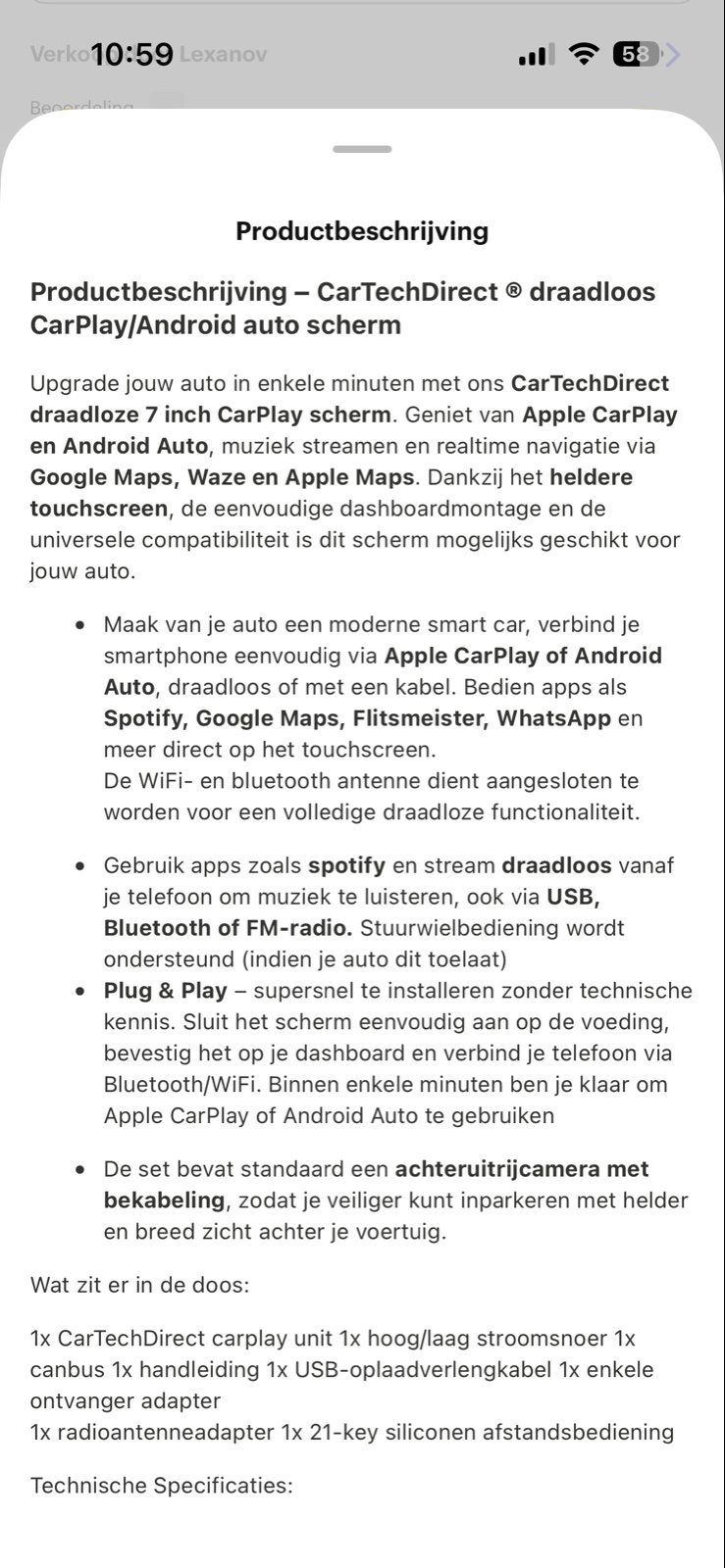 CarTechDirect Draadloos Apple CarPlay/Android Auto Scherm, Ophalen of Verzenden, Nieuw