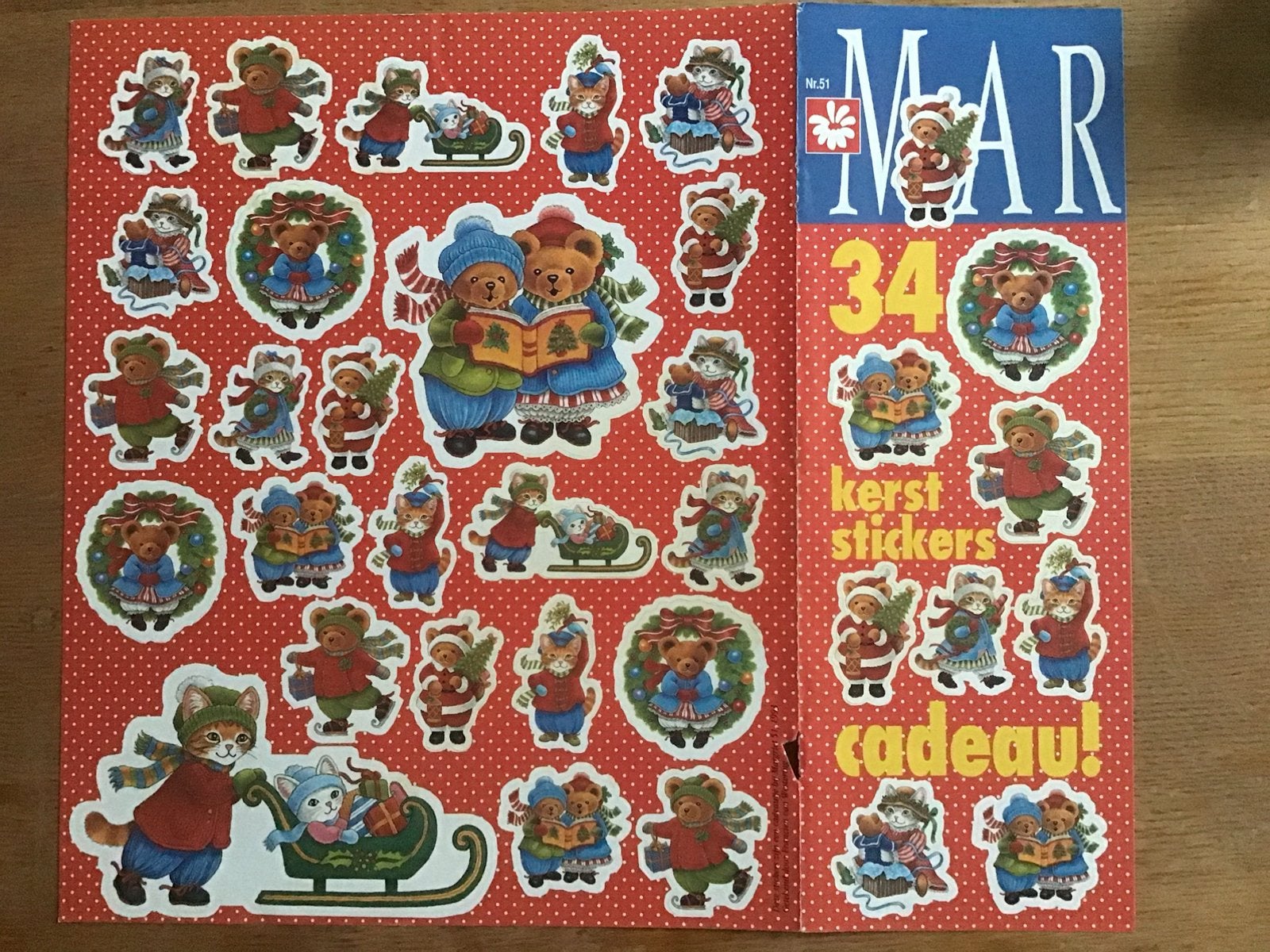 34 stickers Francien van Westering kerst beer poes, Ophalen of Verzenden, Nieuw