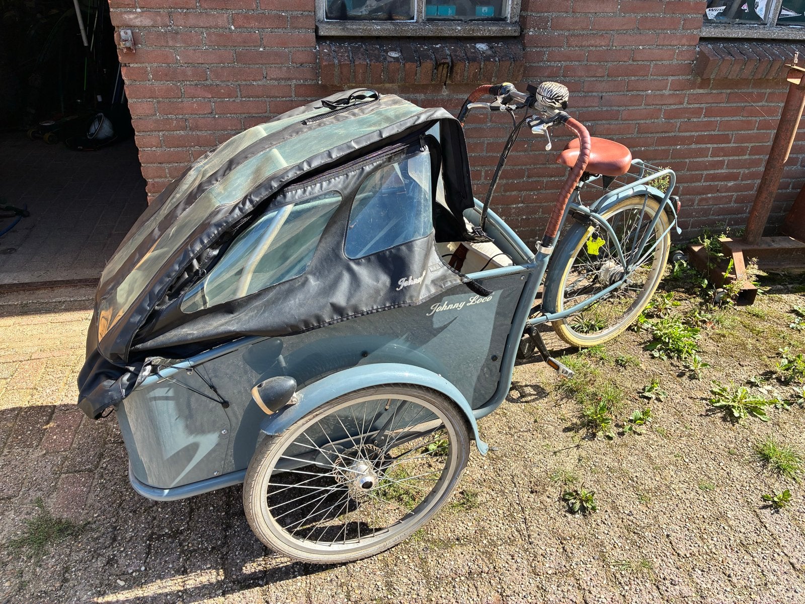 Johnny Loco bakfiets met huif en elektrische ondersteuning, Ophalen, Gebruikt, Elektrisch, 2 kinderen