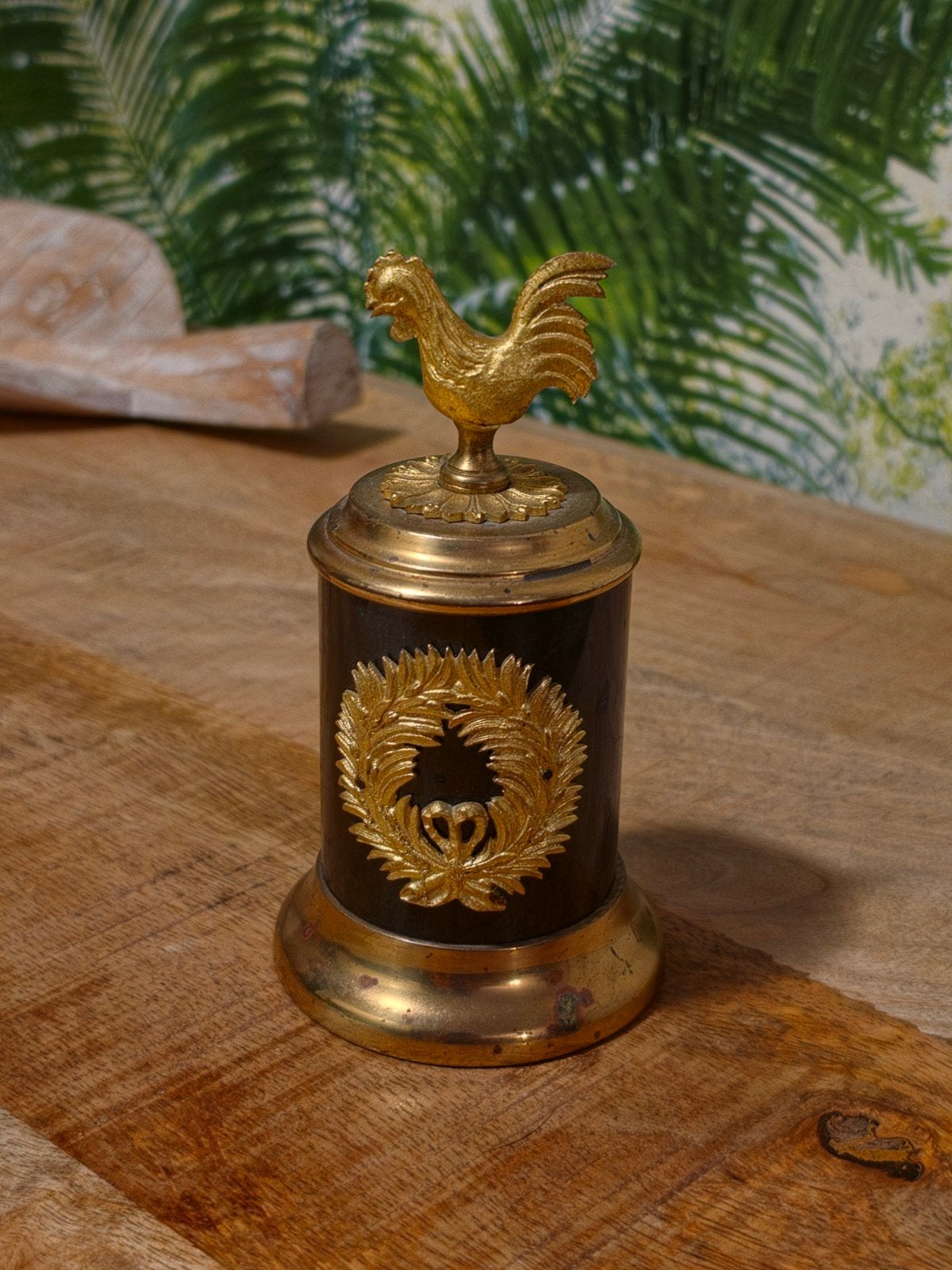Antieke Empirestijl Spaarpot Haan en Laurierkrans, Ophalen of Verzenden
