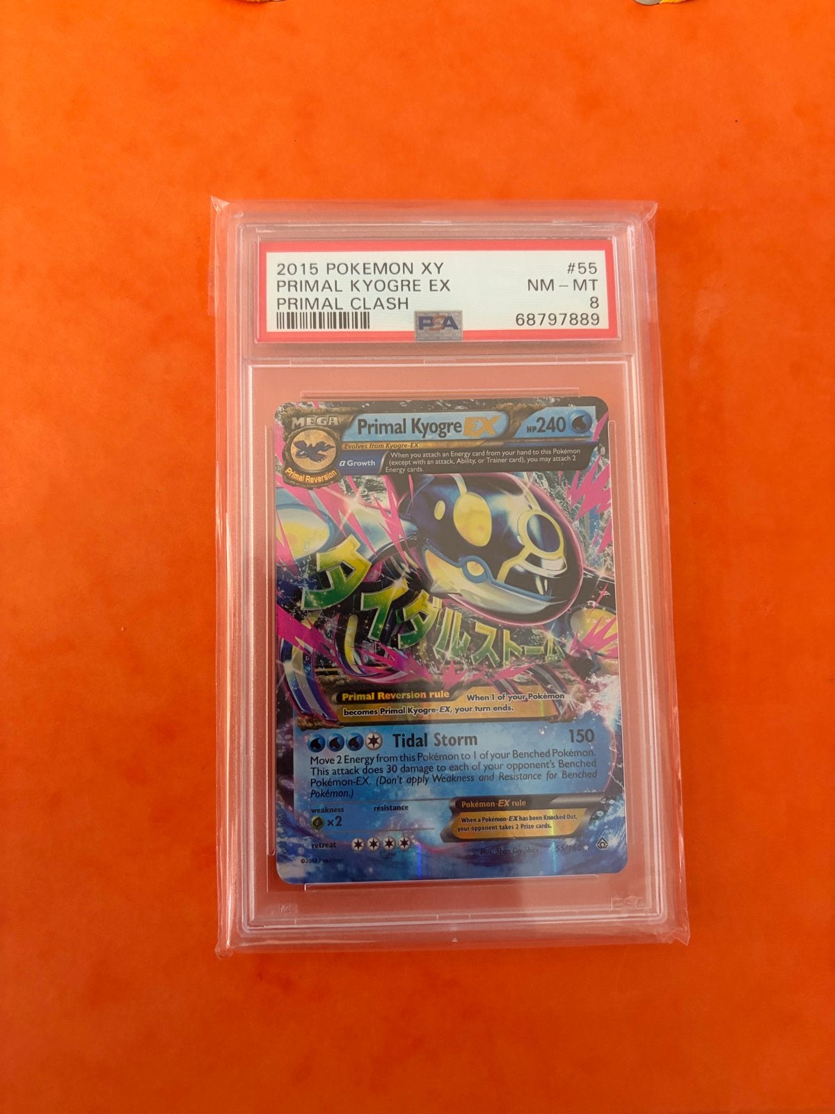2015 Pokémon XY Primal Clash Primal Kyogre EX PSA 8, Ophalen of Verzenden, Zo goed als nieuw, Losse kaart