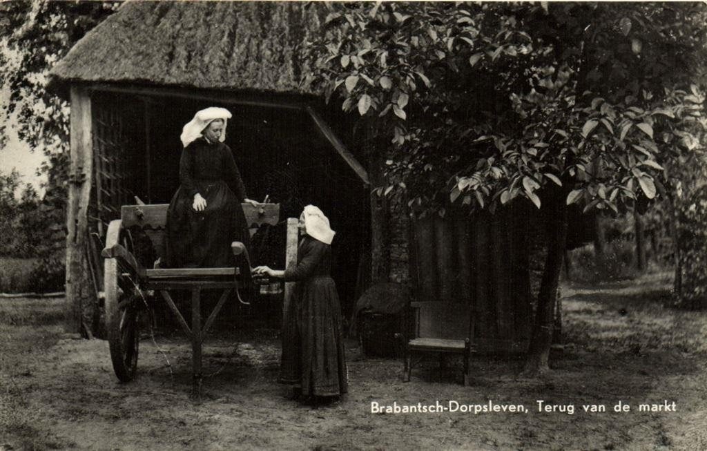 Brabantsch-Dorpsleven, Terug van de markt - 1961 gelopen, Verzamelen, Verzenden, 1960 tot 1980, Gelopen, Noord-Brabant
