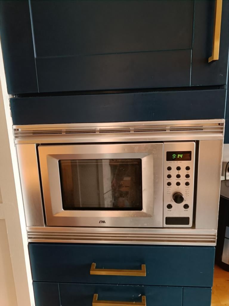 Super Etna magnetron 800W + alu inbouw frame Ikea Keukens!, Minder dan 45 cm, Gebruikt, Ophalen of Verzenden, Magnetronfunctie