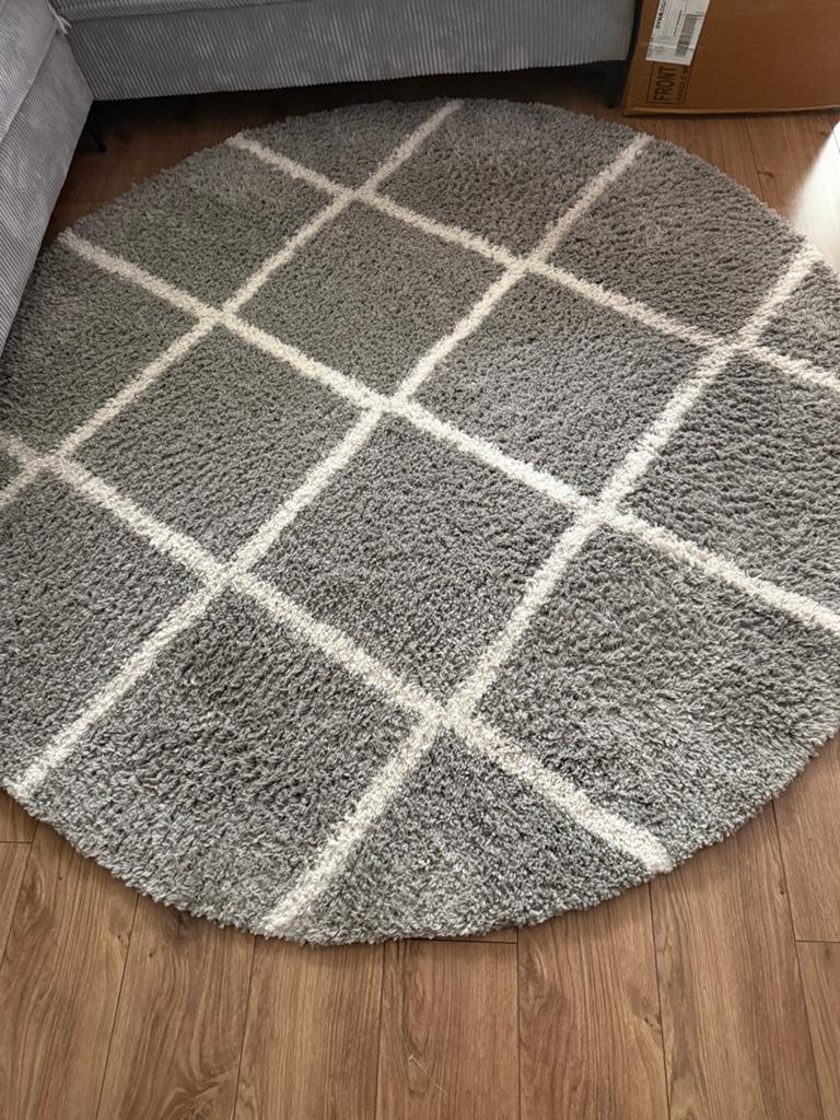 Rond grijs vloerkleed Madrid 200cm, Huis en Inrichting, Stoffering | Tapijten en Kleden, Gebruikt, 200 cm of meer, Rond, Grijs