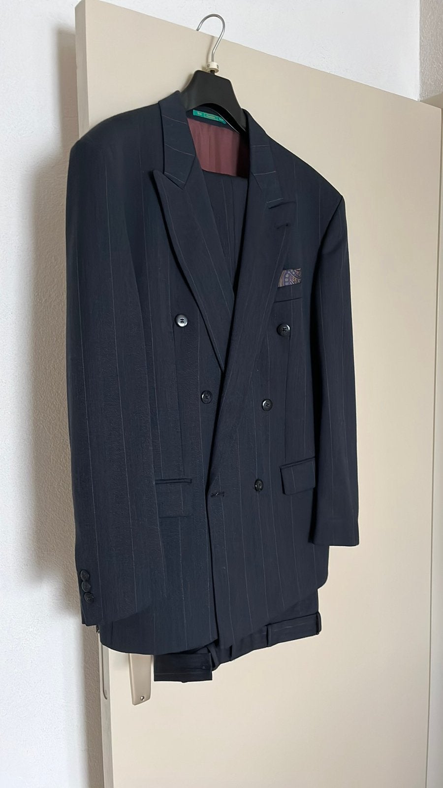 Blauw met streepje kostuum mt 50., Ophalen of Verzenden, Zo goed als nieuw, Maat 48/50 (M), Blauw