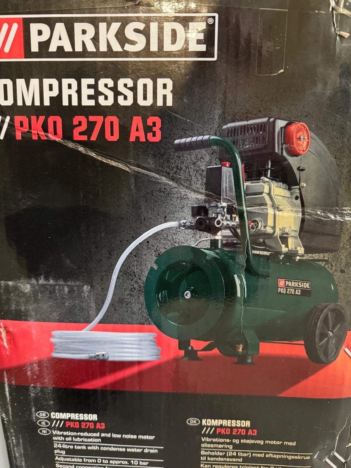 Parkside Compressor PKO 270 A3 - 24L, 10 bar, Doe-het-zelf en Verbouw, Ophalen, Gebruikt, 6 tot 10 bar, 25 tot 100 liter