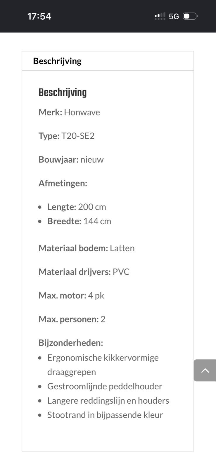 Honwave T20-SE2 Lattenbodem rubberboot - Nieuw, Ophalen of Verzenden