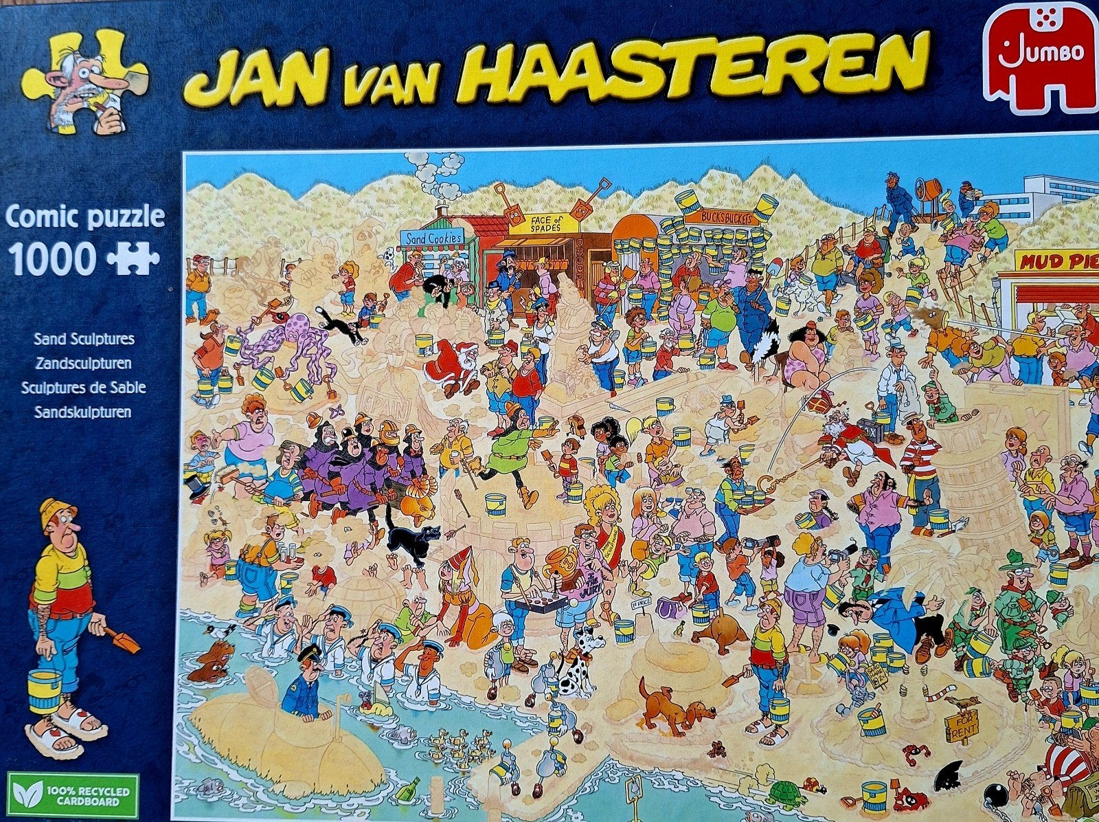Jan van Haasteren Zandsculpturen  1000 stukjes, Ophalen of Verzenden, 500 t/m 1500 stukjes, Zo goed als nieuw