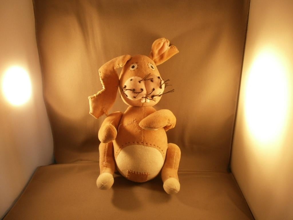 tuttels konijn van het verhaal bruin /roze /crème 25 cm, Overige merken, Overige karakters, Ophalen of Verzenden, Zo goed als nieuw