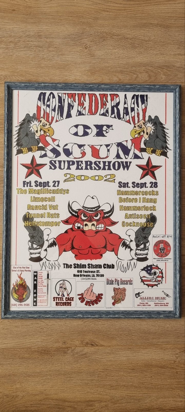 Poster "Confederacy of Scum Supershow 2002"NEW ORLEANS L A., Ophalen, 50 – 75, Minder dan 50 cm, Gebruikt