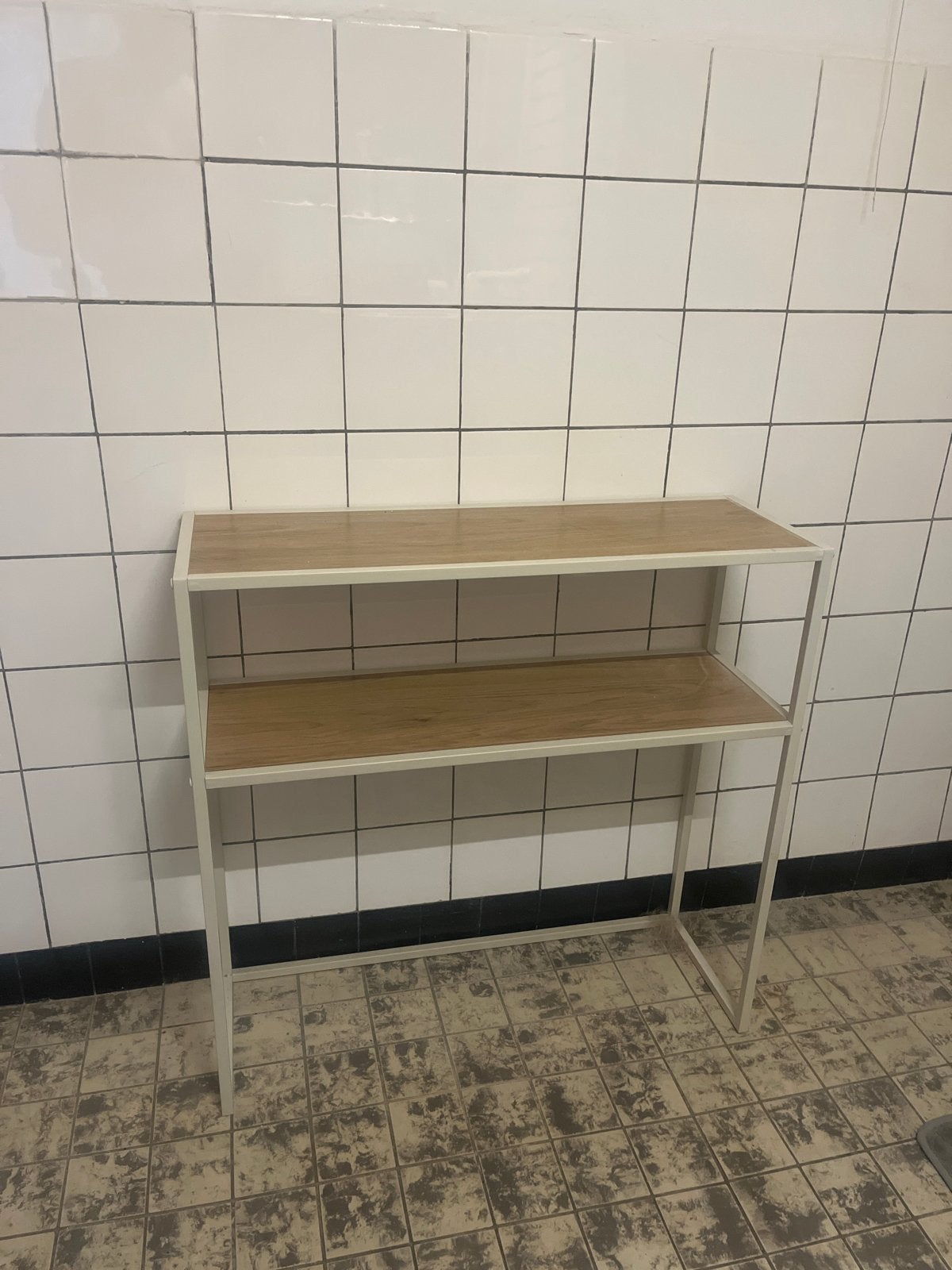 Stijlvol rek met 2 planken - hout en metaal, Ophalen, Zo goed als nieuw