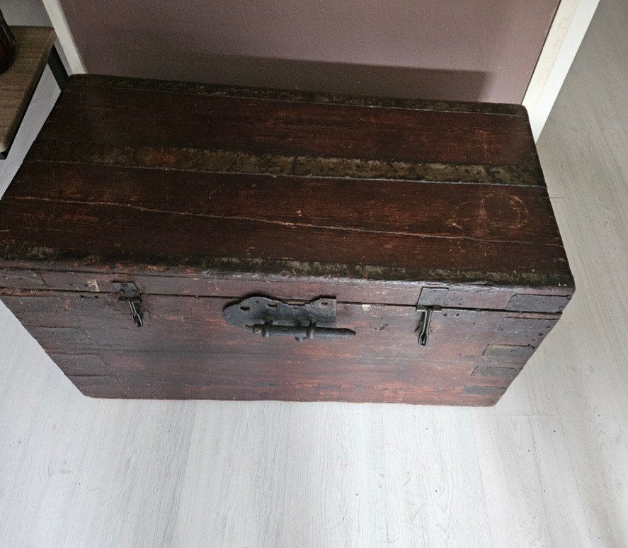 Autentieke zeepost/scheeps/tabakskist binnenzijde lood., Ophalen, Gebruikt, 50 tot 100 cm, Minder dan 50 cm