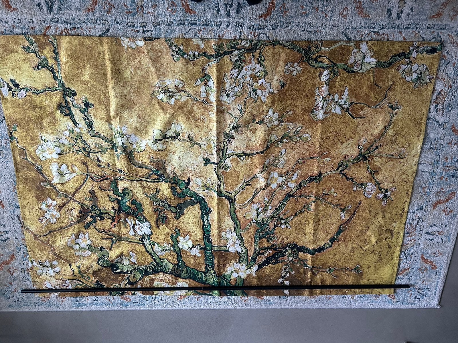 Wandkleed "Amandelbloesem" van Mondiart - 185 x 125 cm, Meerkleurig, Ophalen of Verzenden, Zo goed als nieuw, Handgemaakt