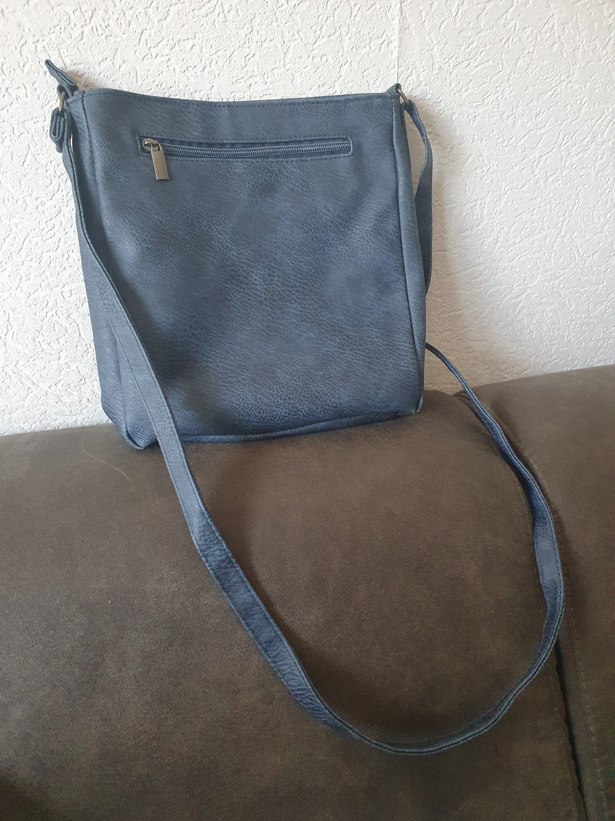 Donkerblauwe schoudertas met ritsvak, Ophalen of Verzenden, Gebruikt, Blauw, Schoudertasje
