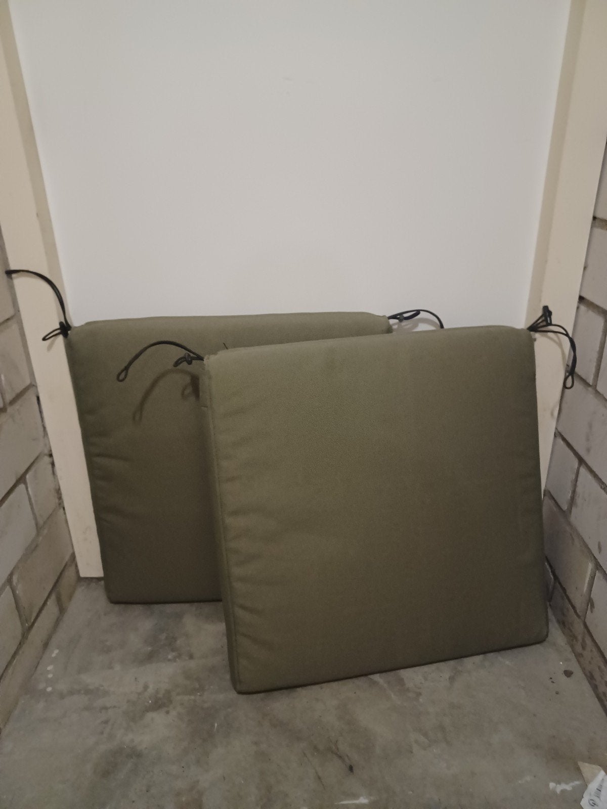 2 x Khaki chair cushions (50  50cm) for Ikea Nammaro series, Ophalen, Zo goed als nieuw