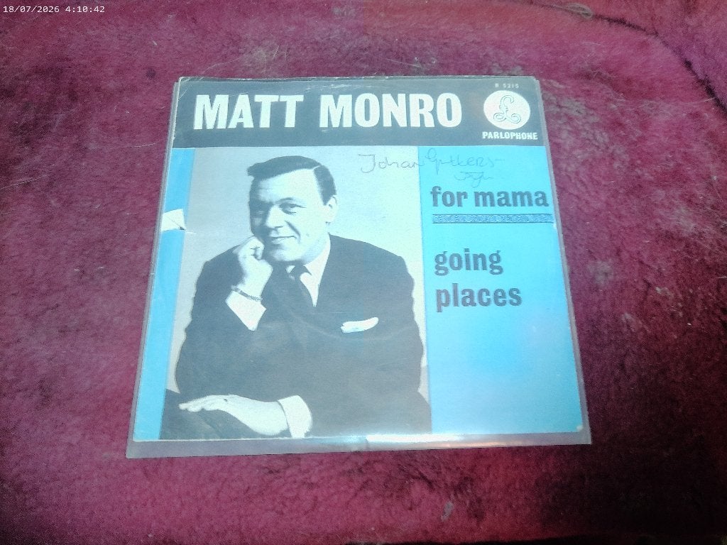 Matt Monro - For Mama / Going places, Cd's en Dvd's, Gebruikt, Fotohoes, 7 inch, Ophalen of Verzenden