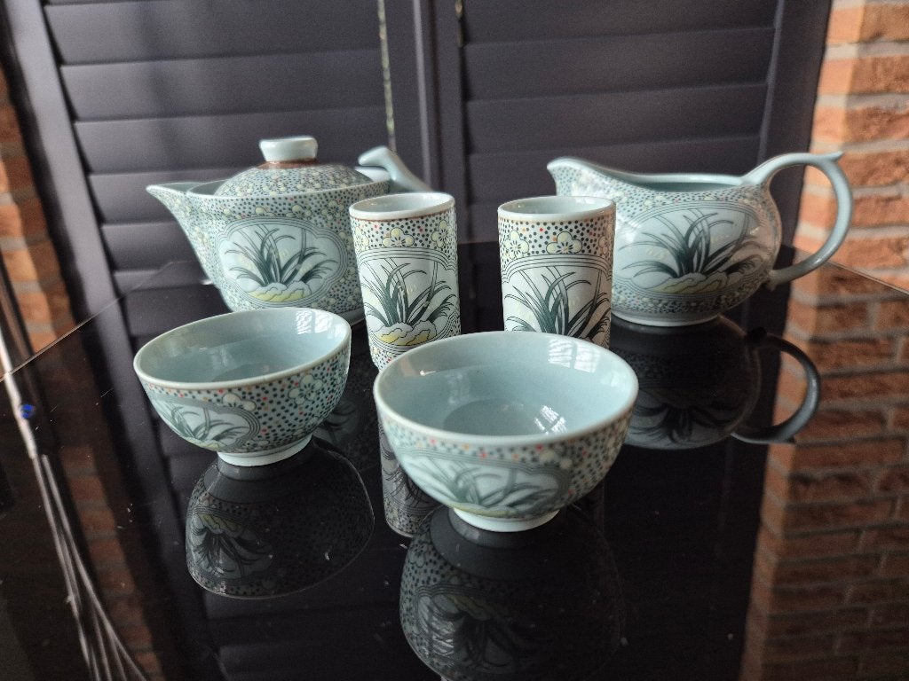 China | Qianlong Niam Zhu merkteken | turquoise theeservies, Ophalen of Verzenden
