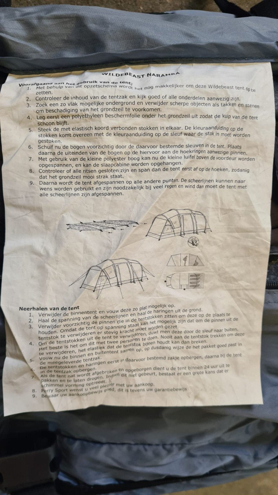 Wildebeast Naramba Tent - Compacte 4-persoons tent, Caravans en Kamperen, Ophalen, Gebruikt, Tot en met 4