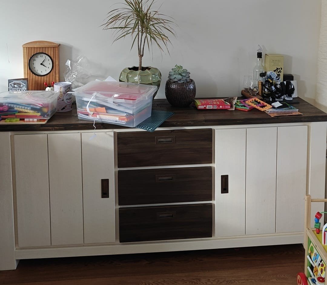 Dressoir Pronto Lagune acaciahout, donker blad, wit meubel, Ophalen of Verzenden, 25 tot 50 cm