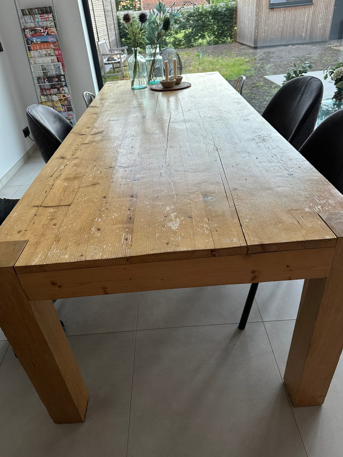Houten tafel 260x 100x 76 (hoogte), Gebruikt, 200 cm of meer, Vijf personen of meer, Grenenhout