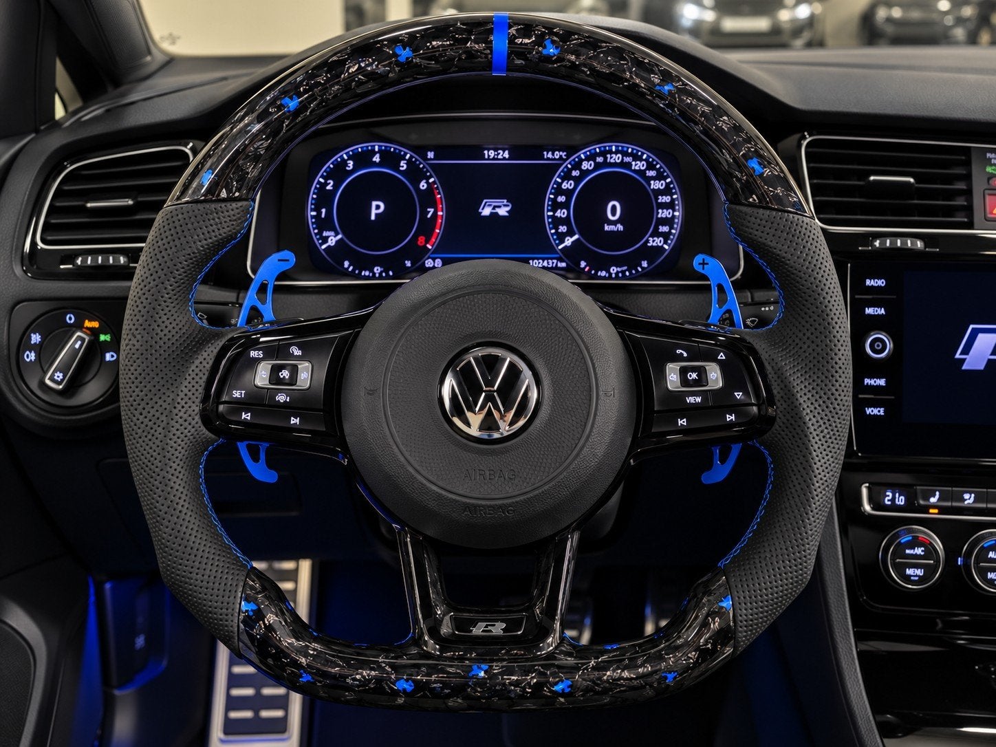 VW Golf 7/7.5 R Custom Sportstuur Carbon + Flippers, Ophalen of Verzenden