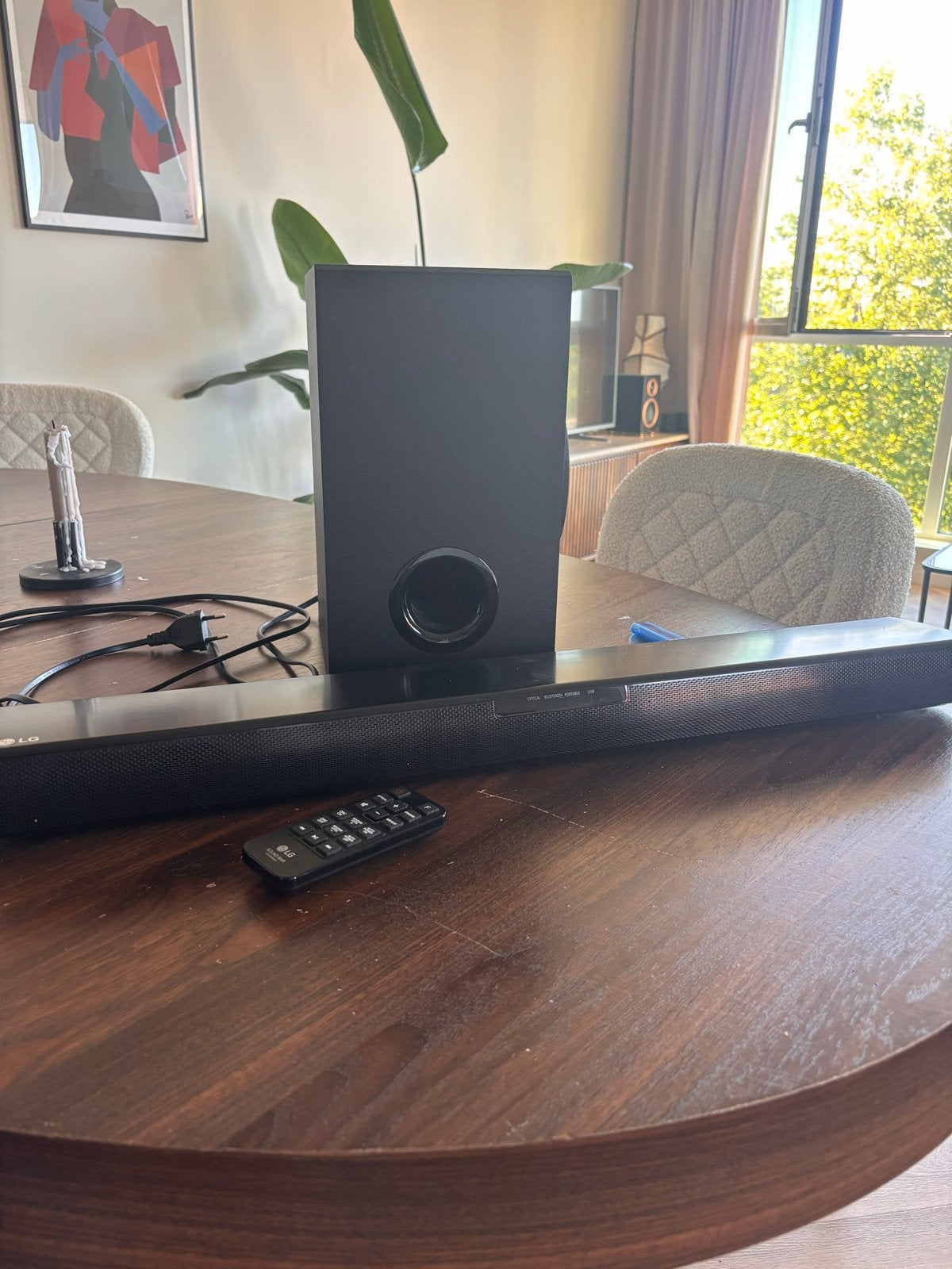 LG SJ 2 Soundbar met subwoofer en Bluetooth, Ophalen of Verzenden, Bluetooth, Zo goed als nieuw