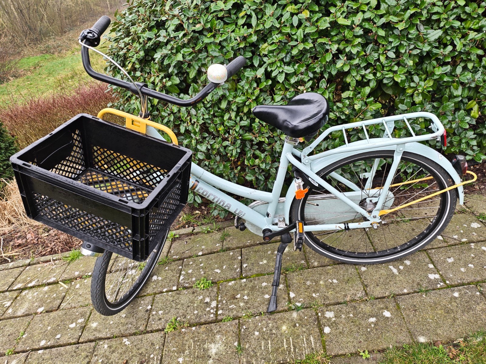 24 inch meiden Cortina U4 Transportfiets - Lichtblauw/geel, Terugtraprem, Gebruikt, Versnellingen, 50 tot 53 cm