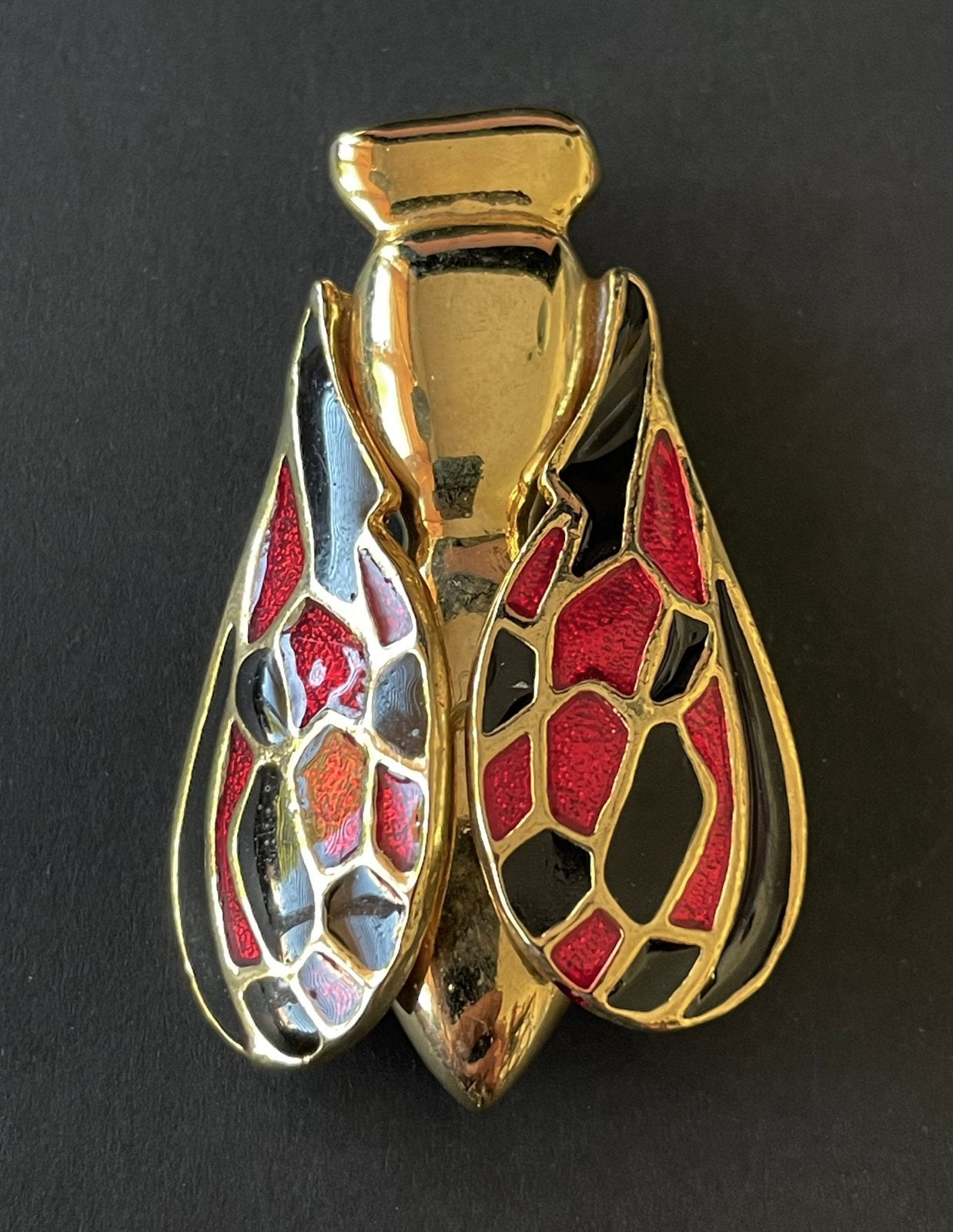 Insect broche met gekleurde vleugels, Overige materialen, 4 tot 7 cm, Verzenden, Zo goed als nieuw