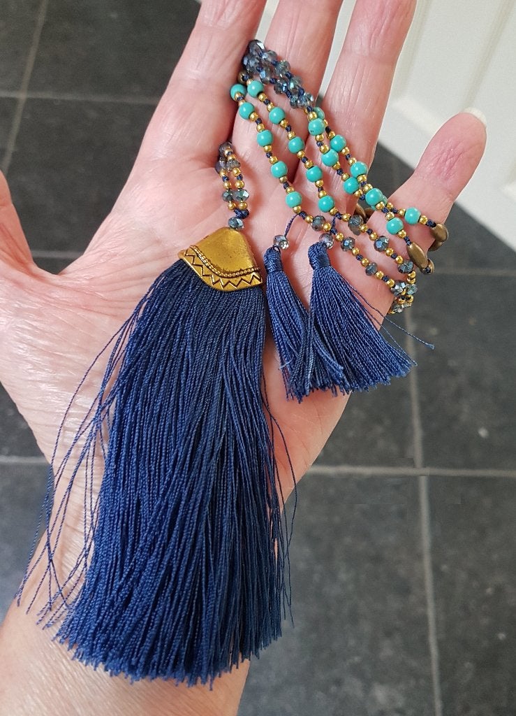 Mooie Bali Ketting in Blauw Bohemian, Overige materialen, Nieuw, Met edelsteen, Verzenden