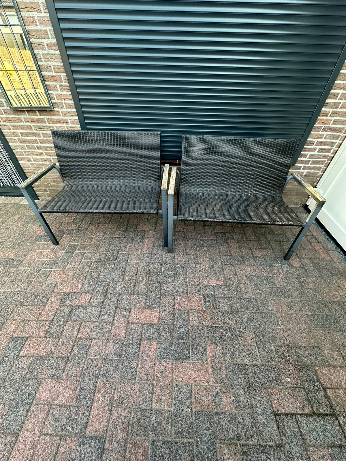 Tuinstoel bankje, Ophalen, Gebruikt, Metaal, Stapelbaar