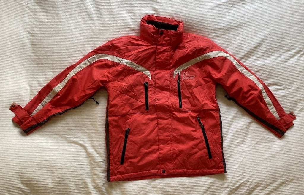 FALCON Ski-jas Rood met Witte Bies Maat Medium, Ophalen of Verzenden, Zo goed als nieuw, Maat 38/40 (M), Jack